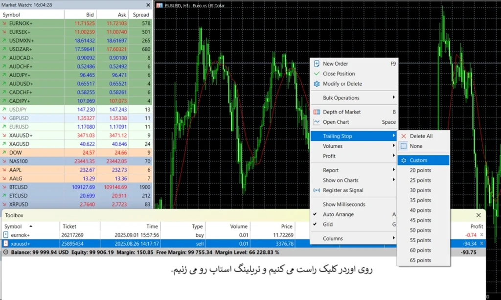 تریلینگ استاپ در متاتریدر